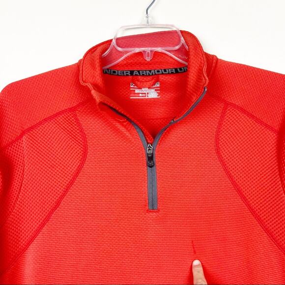 Under Armour Orange Fuego Quarter Zip Sweater Sz M - Picture 2 of 10